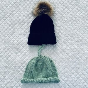 Pom Pom Hat & Hand Knit Hat